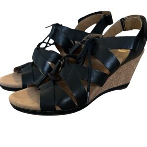 Clarks Black Wedge Sandals
